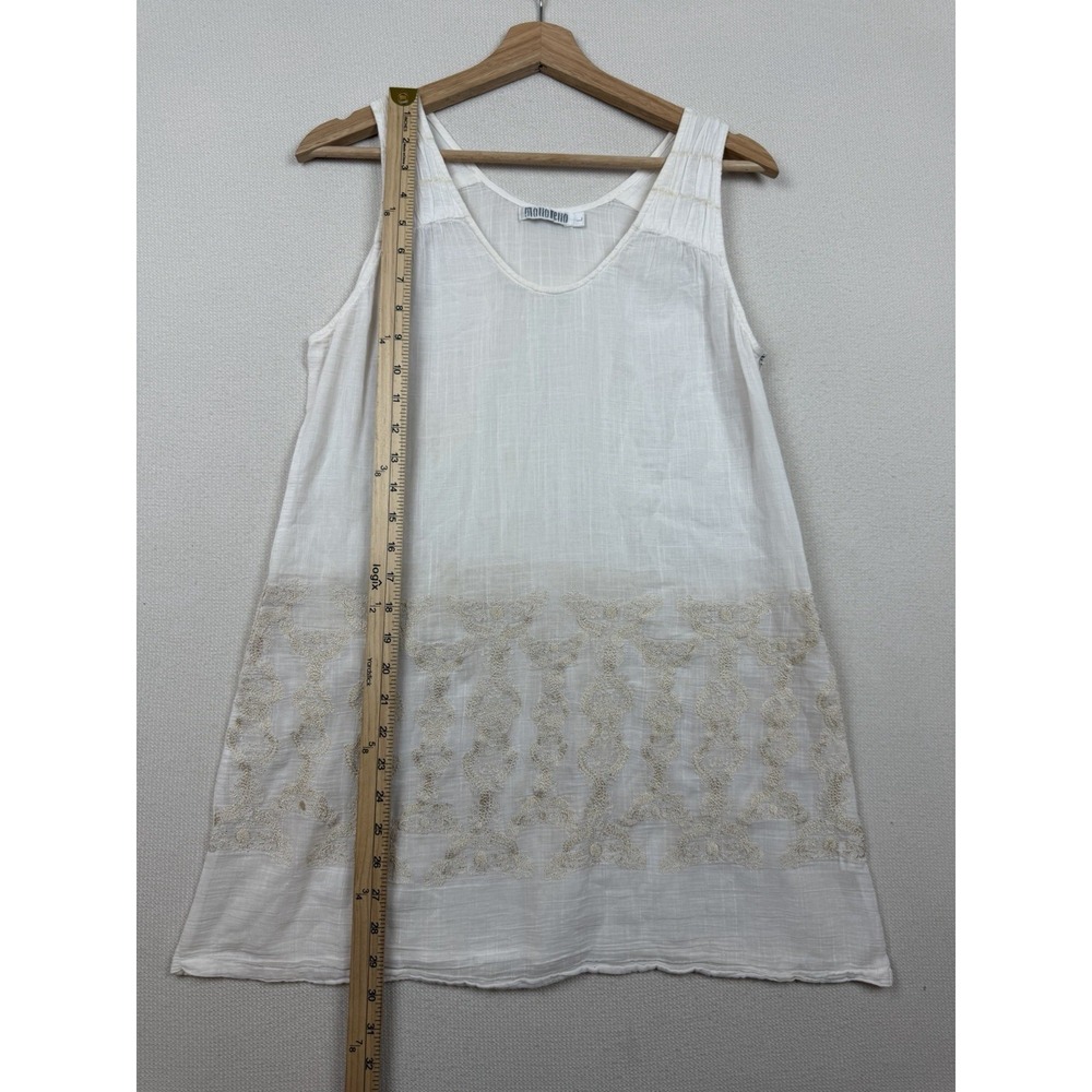 Monoreno Women's Embroidered Ivory Tunic‎ Blouse Size L Semi-Sheer Zip Romantic - Picture 3 of 16